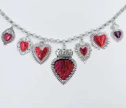 Silver Plated Sacred Heart Chokers Necklaces Vintage Stainless Steel Christian Catholic Pendant Collar Women's Jewelry Gifts