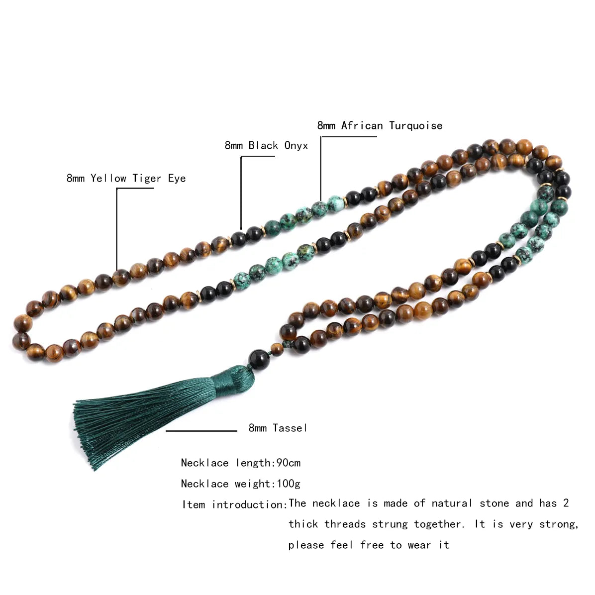 Tiger Eyes Africana Black Onyx Mala