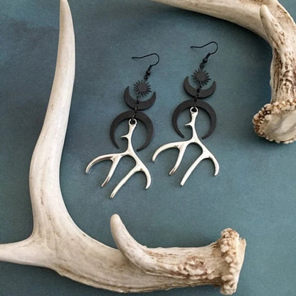 Moon Antler Statement Earrings