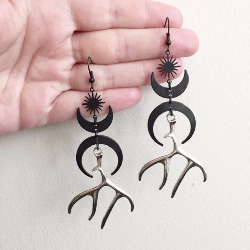 Moon Antler Statement Earrings