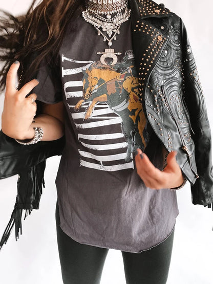 Howdy Cowboy Side Slit Tee