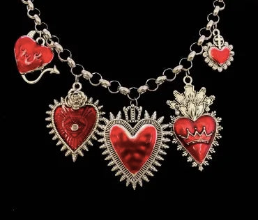 Silver Plated Sacred Heart Chokers Necklaces Vintage Stainless Steel Christian Catholic Pendant Collar Women's Jewelry Gifts