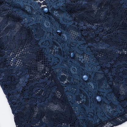 New Women's Clothing With European And American Style Sexy And Slim Fit V-Neck Lace Long Sleeved Top For Women  CF24365MHO