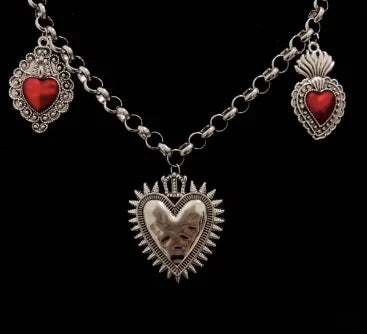 Silver Plated Sacred Heart Chokers Necklaces Vintage Stainless Steel Christian Catholic Pendant Collar Women's Jewelry Gifts