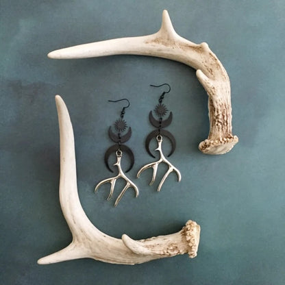 Moon Antler Statement Earrings