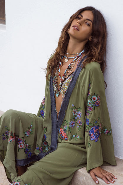 Devyn Floral Embroidered Kimono