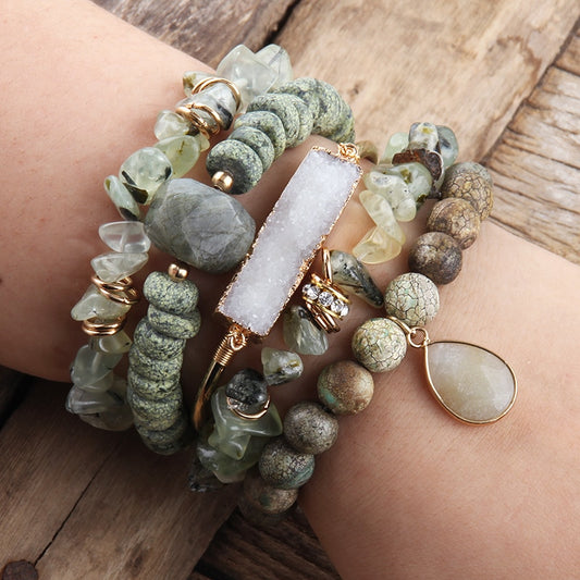 Natural Stone & Druzy Bracelet Stack (Collection A)