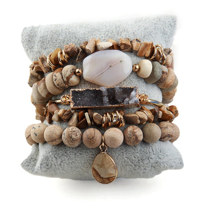 Natural Stone & Druzy Bracelet Stack (Collection A)