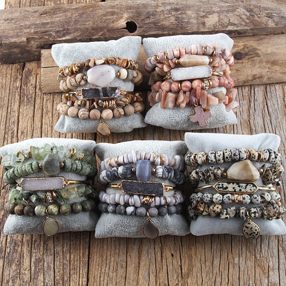 Natural Stone & Druzy Bracelet Stack (Collection A)