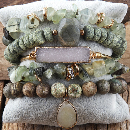 Natural Stone & Druzy Bracelet Stack (Collection A)