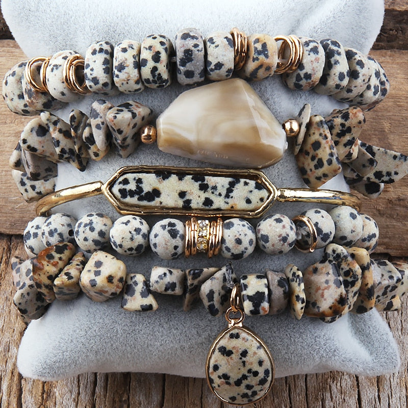 Natural Stone & Druzy Bracelet Stack (Collection A)