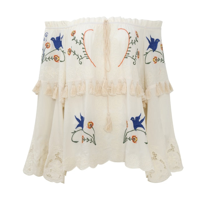 Blue Bird Vintage Embroidered Blouse